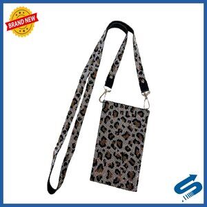 Leopard Print Faux Leather Crossbody Phone Purse 7x4.75 Inches